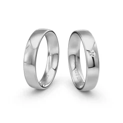 Siersbøl Hochzeit - Eheringe aus 14kt. Weißgold mit 0,03ct. Brillant