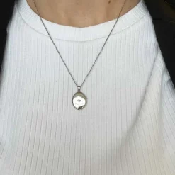 SIERSBØL Medaillon aus rhodiniertem Silber mit Brillant von 0,01ct