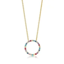 Sif Jakobs - Biella Halskette in vergoldetem Silber mit farbigen Zirkonen 45cm