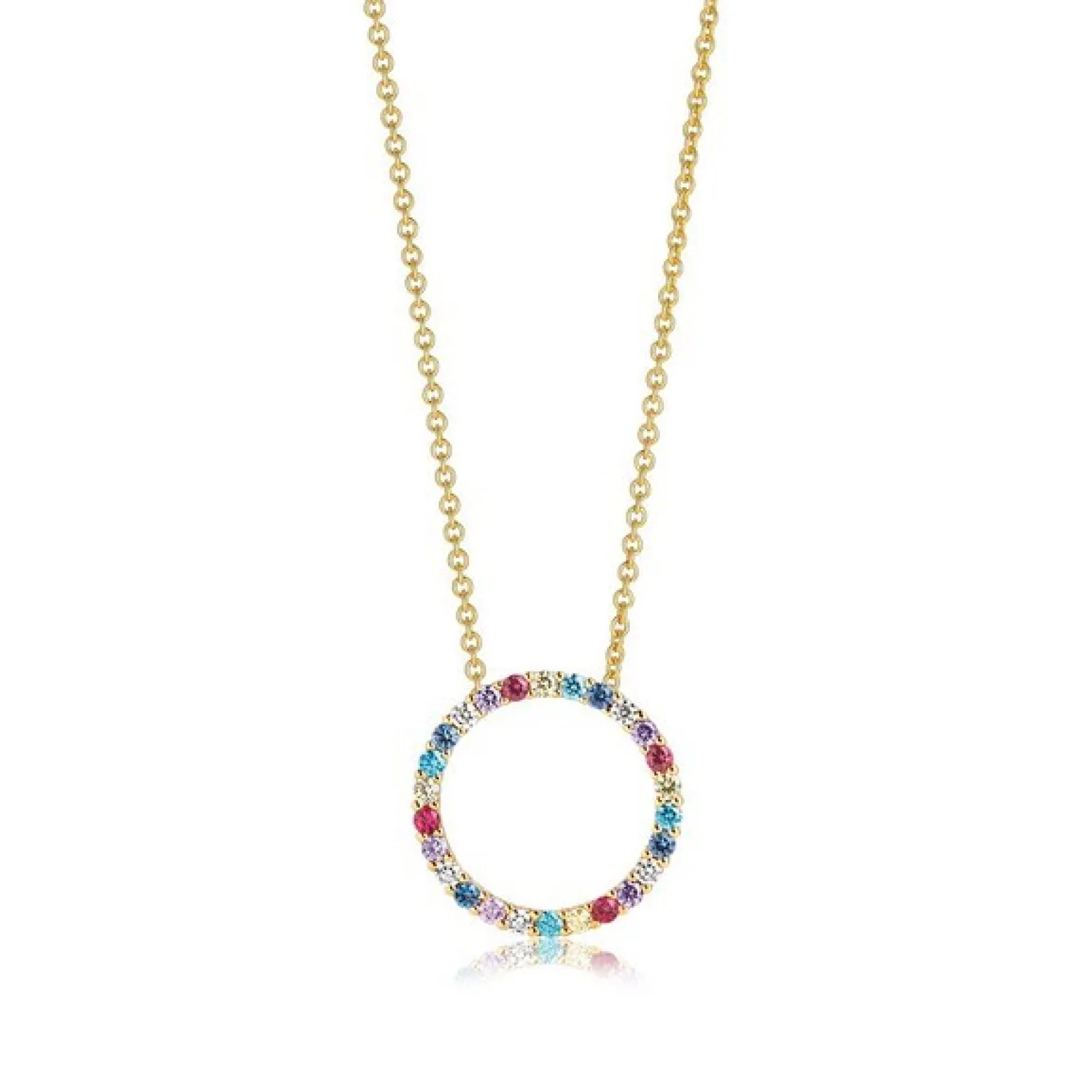 Sif Jakobs - Biella Halskette in vergoldetem Silber mit farbigen Zirkonen 45cm