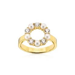 Sif Jakobs - Biella Perla ring aus vergoldetem silber w. zirkonia und Perlen