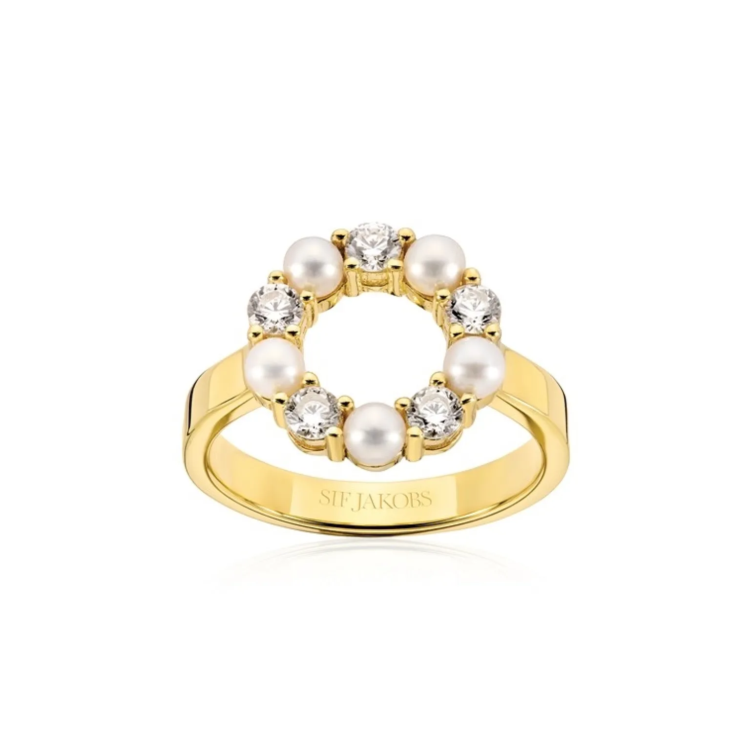 Sif Jakobs - Biella Perla ring aus vergoldetem silber w. zirkonia und Perlen