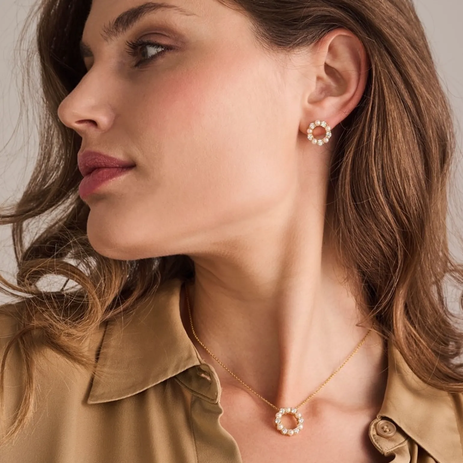 Sif Jakobs - Biella Perla Halskette aus vergoldete silber mit Perlen und zirkonia