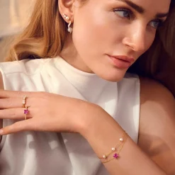 Sif Jakobs - Ellera Quadrato ring aus vergoldetem silber mit rosa zirkonia