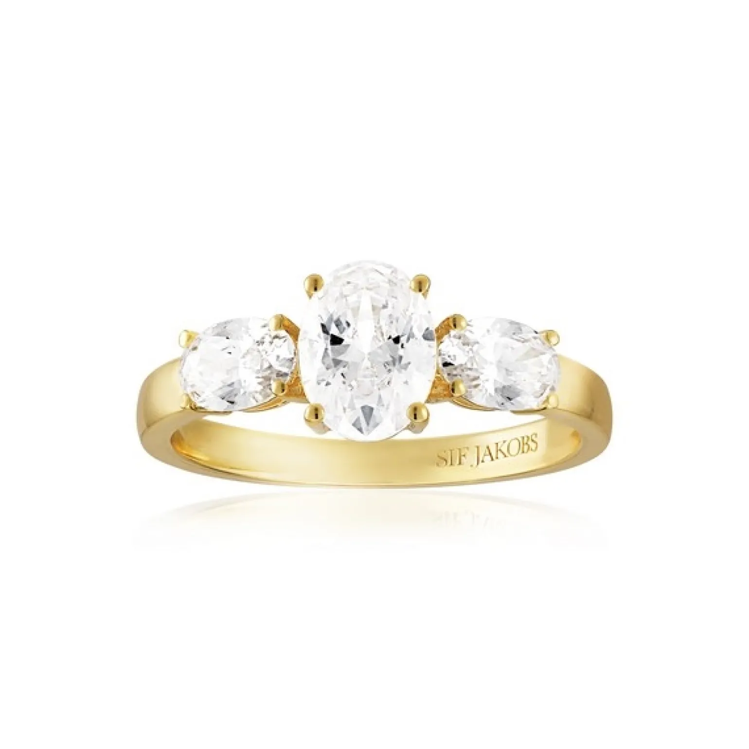 Sif Jakobs - Ellisse Tre vergoldeter ring m. zirkonia