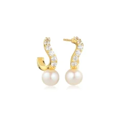 Sif Jakobs - Ponza Creolen in vergoldet silber mit Perlen und Zirkonen