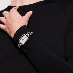 Sif Jakobs Uhr GISELLA aus Stahl mit weißem Perlmutt