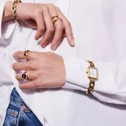 Sif Jakobs Uhr GISELLA in vergoldete Stahl mit weißem Perlmutt