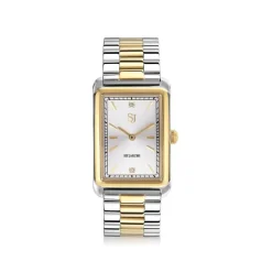 Sif Jakobs Uhr SANTINA in zweifarbigem Stahl mit metallischem Zifferblatt silber