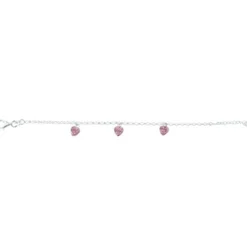 Silber Armband für Kinder mit 3 Herzen mit rosa Zirkonia