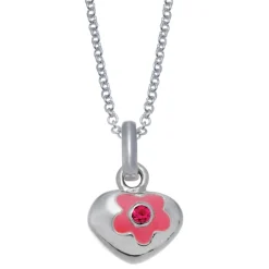 Silberanhänger mit Herz und Blume