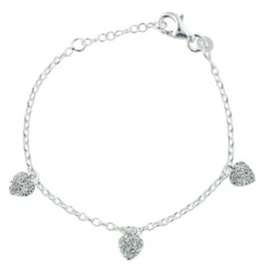 Silberarmband für Kinder mit Herzen und Zirkonen in Weiß