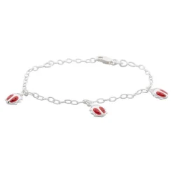 Silberarmband für Kinder mit 3 Marienkäfern
