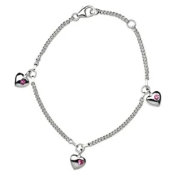 Silbernes Armband für Kinder mit 3 kleinen Herzen