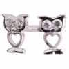 Silberohrring, Eule mit Zirkoniasteinen**