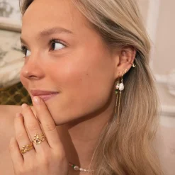 Sistie - Beach Ohrring aus vergoldete silber mit grünen Steinen