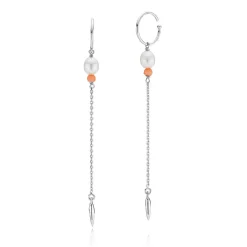 Sistie - Ohrringe mit Kette und Perle in silber **