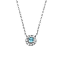 Sofia - Halskette aus 14-karätigem Weißgold mit blauen Topasen und insgesamt 0,06 ct.