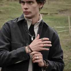 SON OF NOA – Geflochtenes armband in braunem Kalbsleder