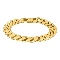 SON OF NOA - Herrenarmband aus mattem Stahl mit IP Gold 21cm**