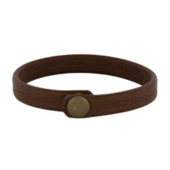 Son of Noa - Herrenarmband aus braunem glattem Kalbsleder mit Knopf**