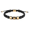 Son of Noa - Herrenarmband 3xSquare aus vergoldete Stahl mit schwarzem Onyx