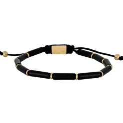 Son of Noa - Herrenarmband aus schwarzem Onyx, vergoldet