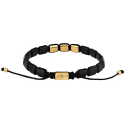 Son of Noa - Herrenarmband 3xSquare aus vergoldete Stahl mit schwarzem Onyx