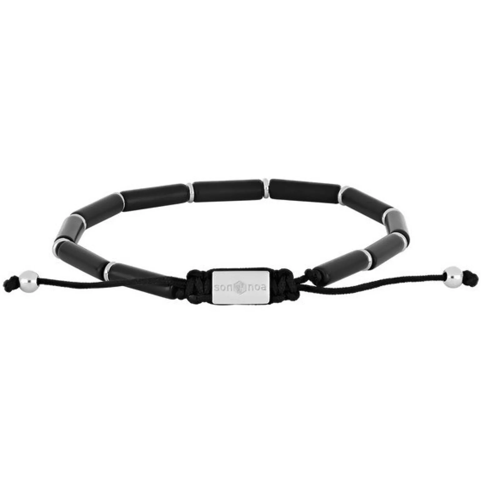 Son of Noa - Schwarzer Onyx Herrenarmband in Silber