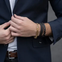 Son of Noa - Schwarzer Onyx Herrenarmband in Silber