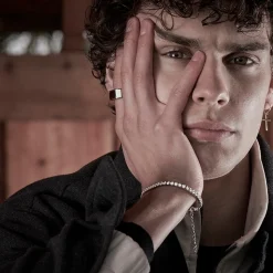 Son of Noa Siegelring für Männer aus Stahl mit schwarzem Achat