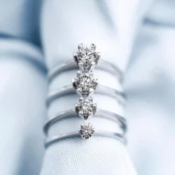 STAR Ring, 14 Karat Weißgold mit 6 Griffen