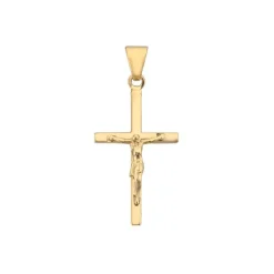 Stolpe Kreuz-Anhänger mit Jesus in 8-14 kt - Medium