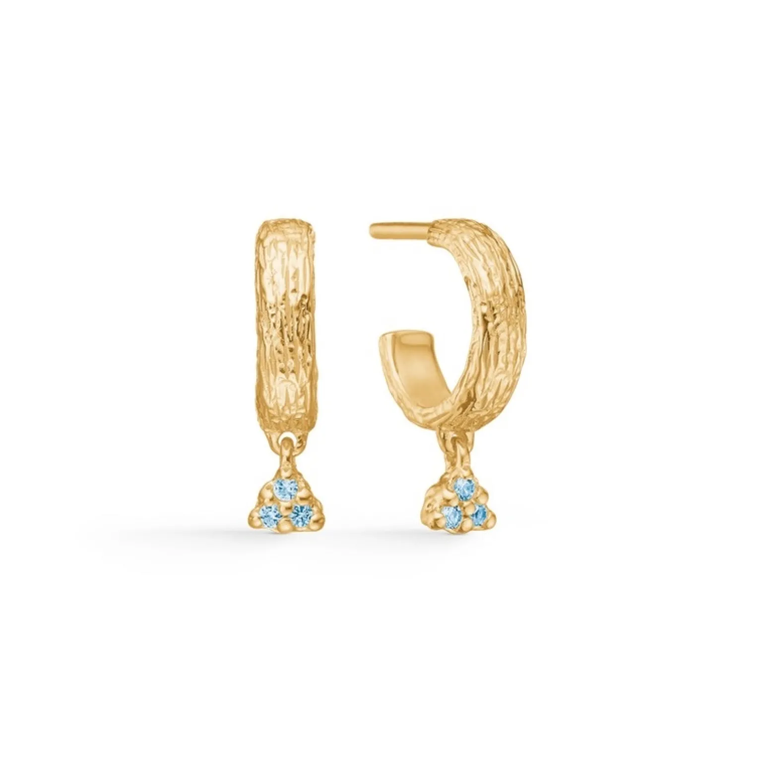 Studio Z - Cluster hoops i vergoldete silber m. blau zirkonia