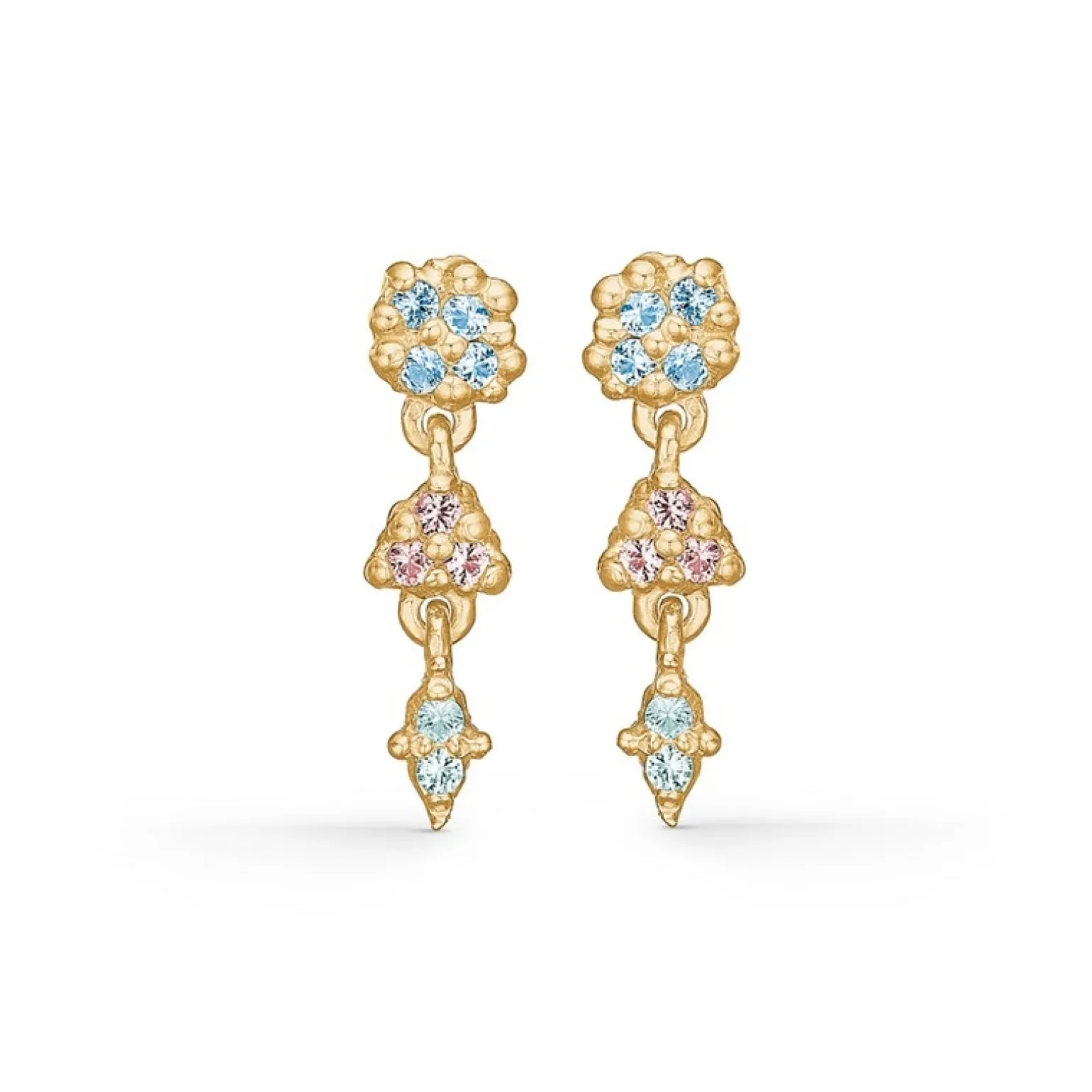 Studio Z - Cluster-Ohrringe aus vergoldete silber m. farbigen zirkonia