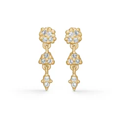 Studio Z - Cluster-Ohrringe aus vergoldete silber w. weiß zirkonia