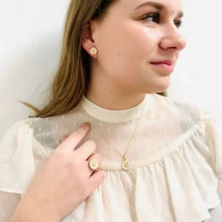 Studio Z - Margeritenring - 15 mm weiß/vergoldet