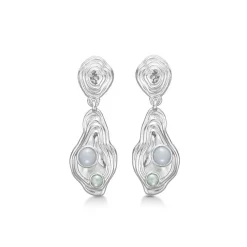 Studio Z - Shell Ohrringe in silber m. grün zirkonia