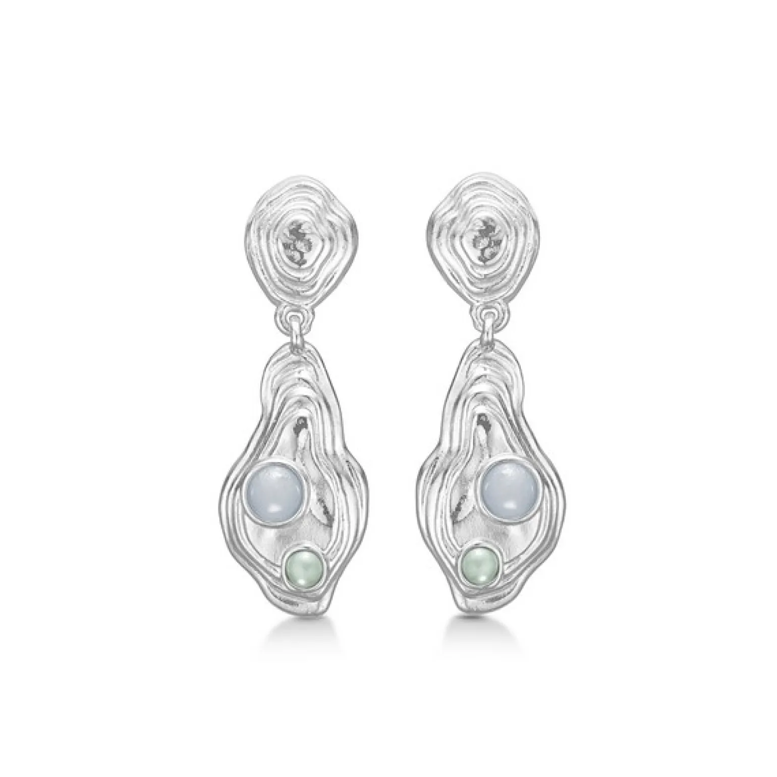 Studio Z - Shell Ohrringe in silber m. grün zirkonia