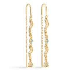 Studio Z - Tangled Ohrenketten in vergoldete silber w. blau zirkonia