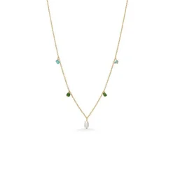 Studio Z - Twilight halskæde i forgyldt sølv med perle og sten**