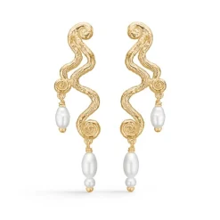 Studio Z - Wave Ohrringe aus vergoldete silber mit Perlen