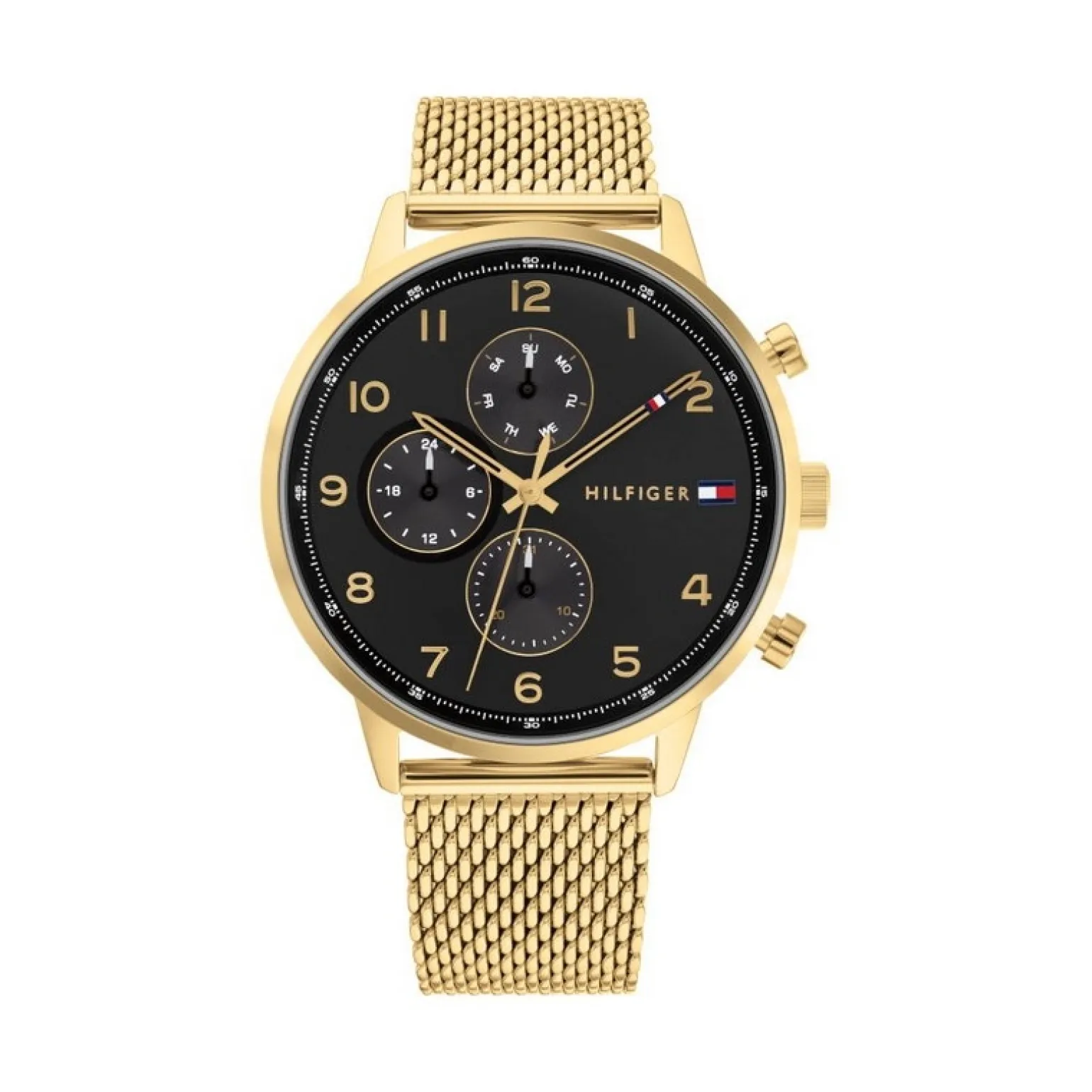 Tommy Hilfiger - Leonard Herrenuhr mit Netzarmband und schwarzem Zifferblatt