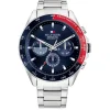 Tommy Hilfiger - Owen Herrenuhr mit Stahlarmband und schwarzem Zifferblatt mit roten Details