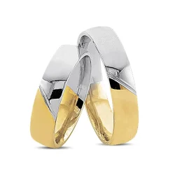 Trauringe - 14 kt Gold und Weißgold Ringe mit Markierung