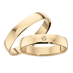 Trauringe - 14 kt Goldringe mit 0,02 ct Brillant - 4 mm