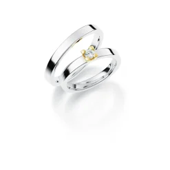 Trauringe aus silber + 14kt Gold mit Herz